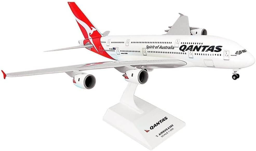 Qantas Airbus A380 1-200 Scale Model – New Livery with Landing Gear & Display Stand – 14.38” Length, 14.75” Wingspan